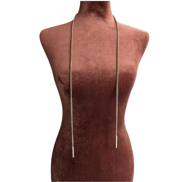 Calvin Klein Wrap goldtone bar pendant chain necklace * belt - Picture 8 of 8